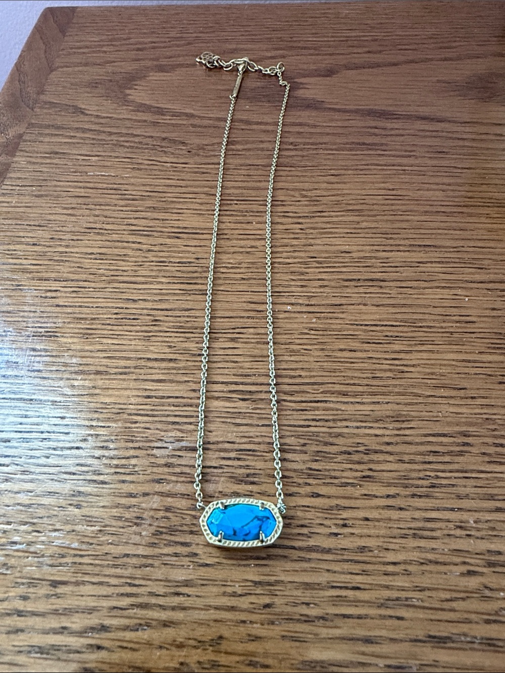 Kendra Scott Gold Chain Necklace with Turquoise Stone Pendant